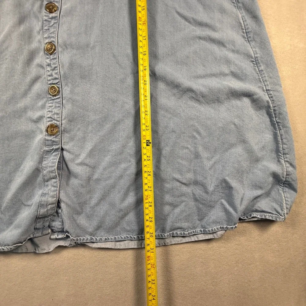 Coldwater Creek Blue Tencel Lyocell Button Front Midi Skirt Light Wash Womens M
